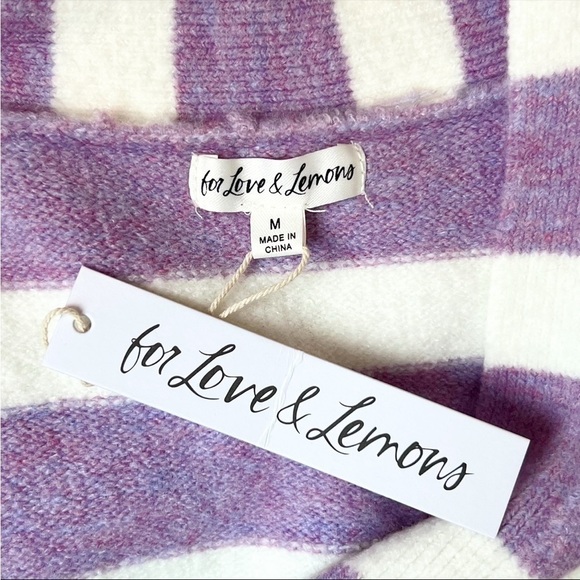 NWT FOR LOVE & LEMONS 90s Y2K Cropped Sleeveless Striped Cardigan Sweater Vest M - Picture 9 of 14